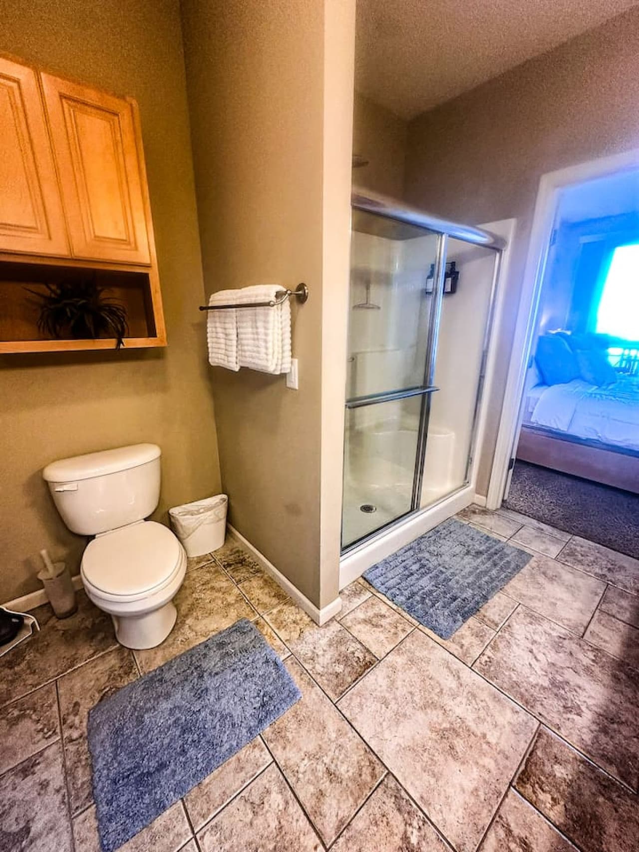 Enjoy the comfort and convenience of our well-appointed bathrooms, offering ample space for all guests at Look Out on Lands End.