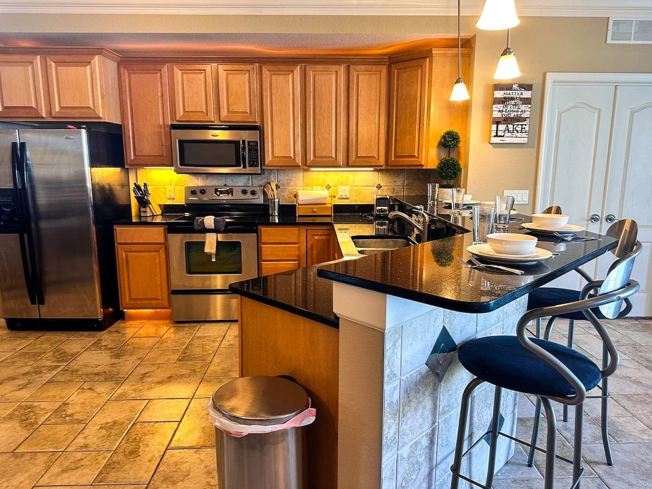 Designed for effortless entertaining and comfortable family meals, the well-appointed kitchen at Look Out on Lands End is ready for your culinary adventures.