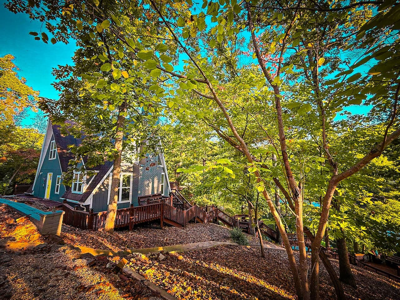 Unique home nestled in the trees for quiet relaxation.