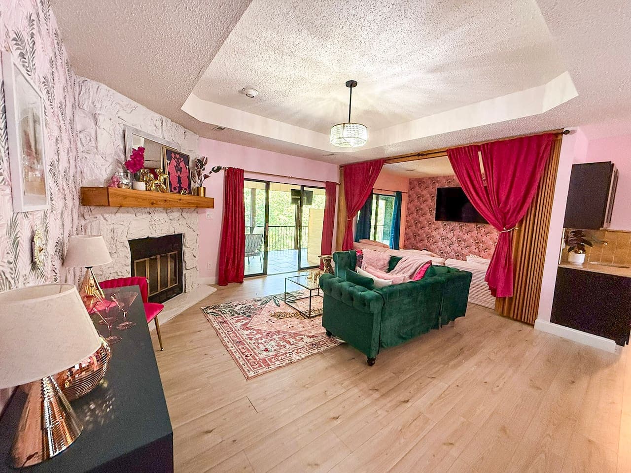 Living room and bar area.