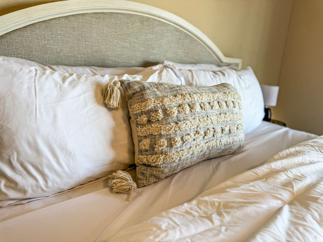 Sink into plush, hotel-quality bedding designed for deep rest and total comfort after a day by the lake.