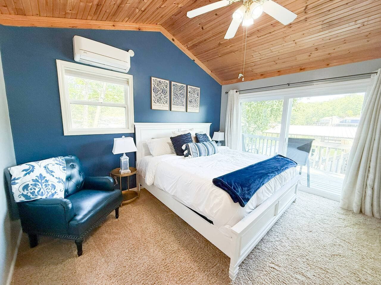 King bed and private patio door to access the lakefront deck.