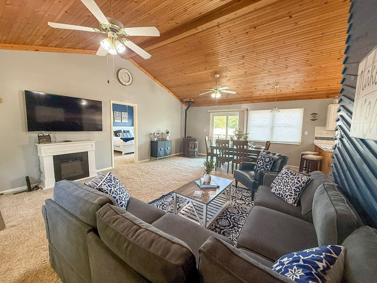Walkout onto your private lakefront deck from the living room