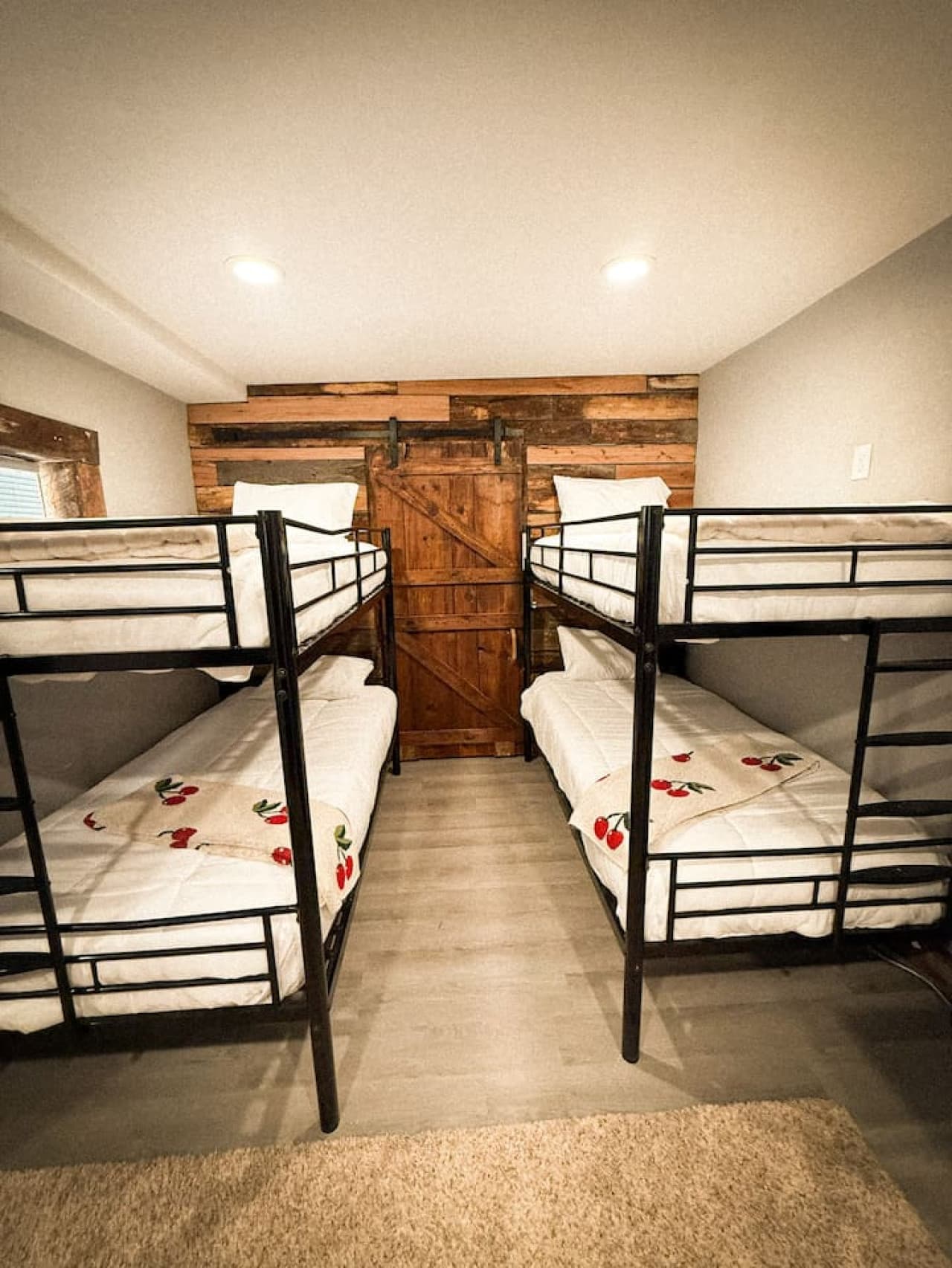 Comfort meets convenience with these built-in bunks designed for a restful night’s sleep.
