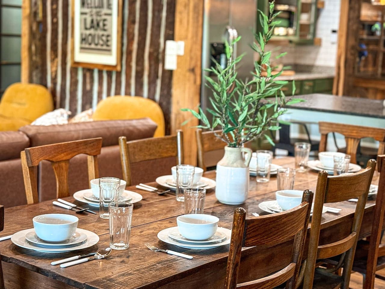 Gather ‘round for meals, laughter, and lake day stories—this dining area is made for memories