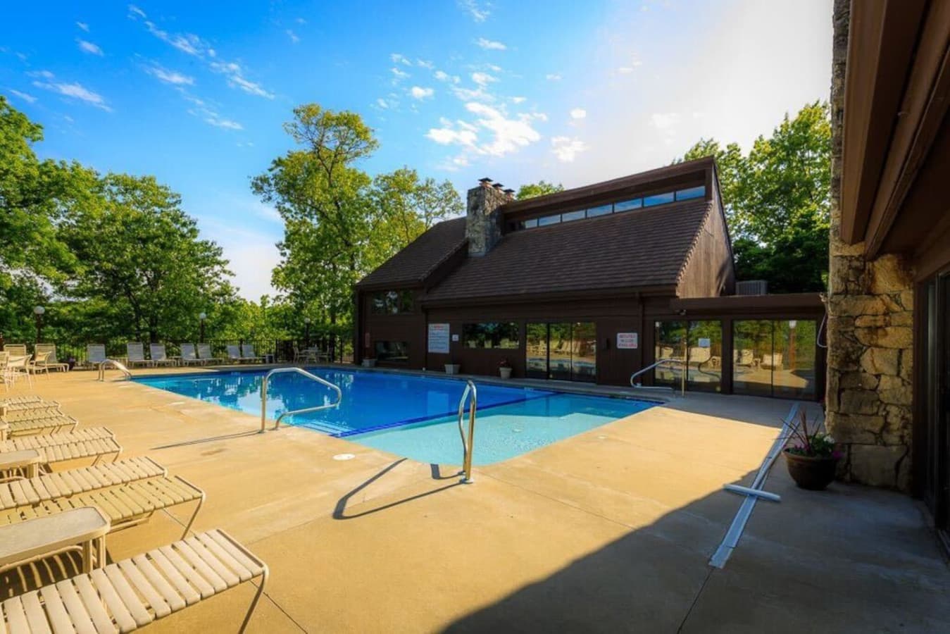Relax by the poolside and enjoy the scenic surroundings with plenty of seating.  Seasonal from memorial day to labor day