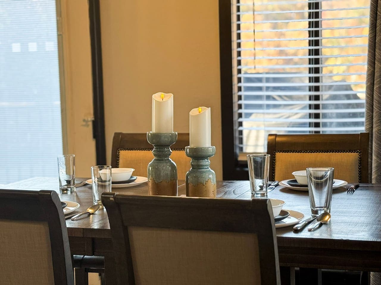 Inviting dining area ready for shared meals.