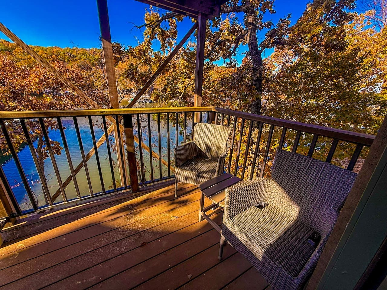 Peaceful balcony with lake views — perfect for morning coffee.