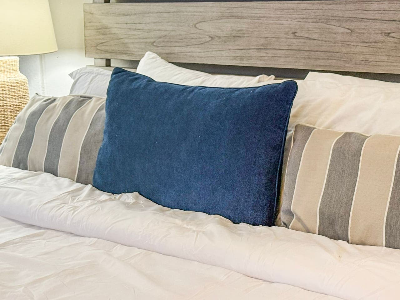 Soft linens and stylish décor for a restful night’s sleep.