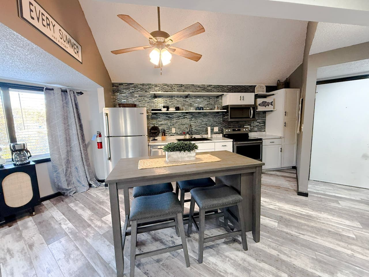 Functional kitchen island with seating for casual dining.