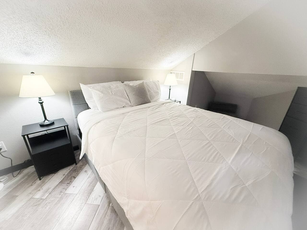 Cozy loft bed with soft linens for a restful night’s sleep.