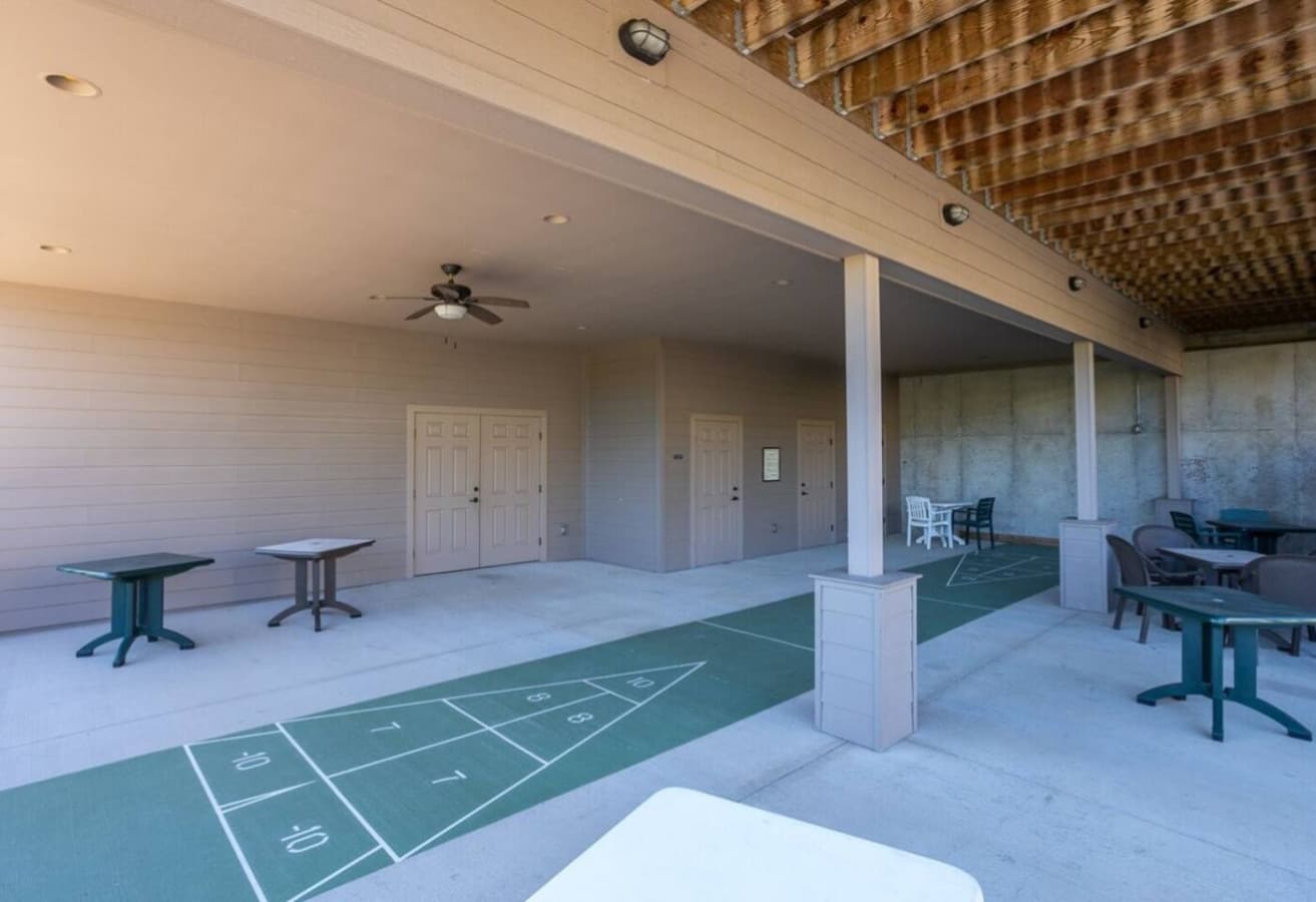 Relax and play at the shaded recreation area.