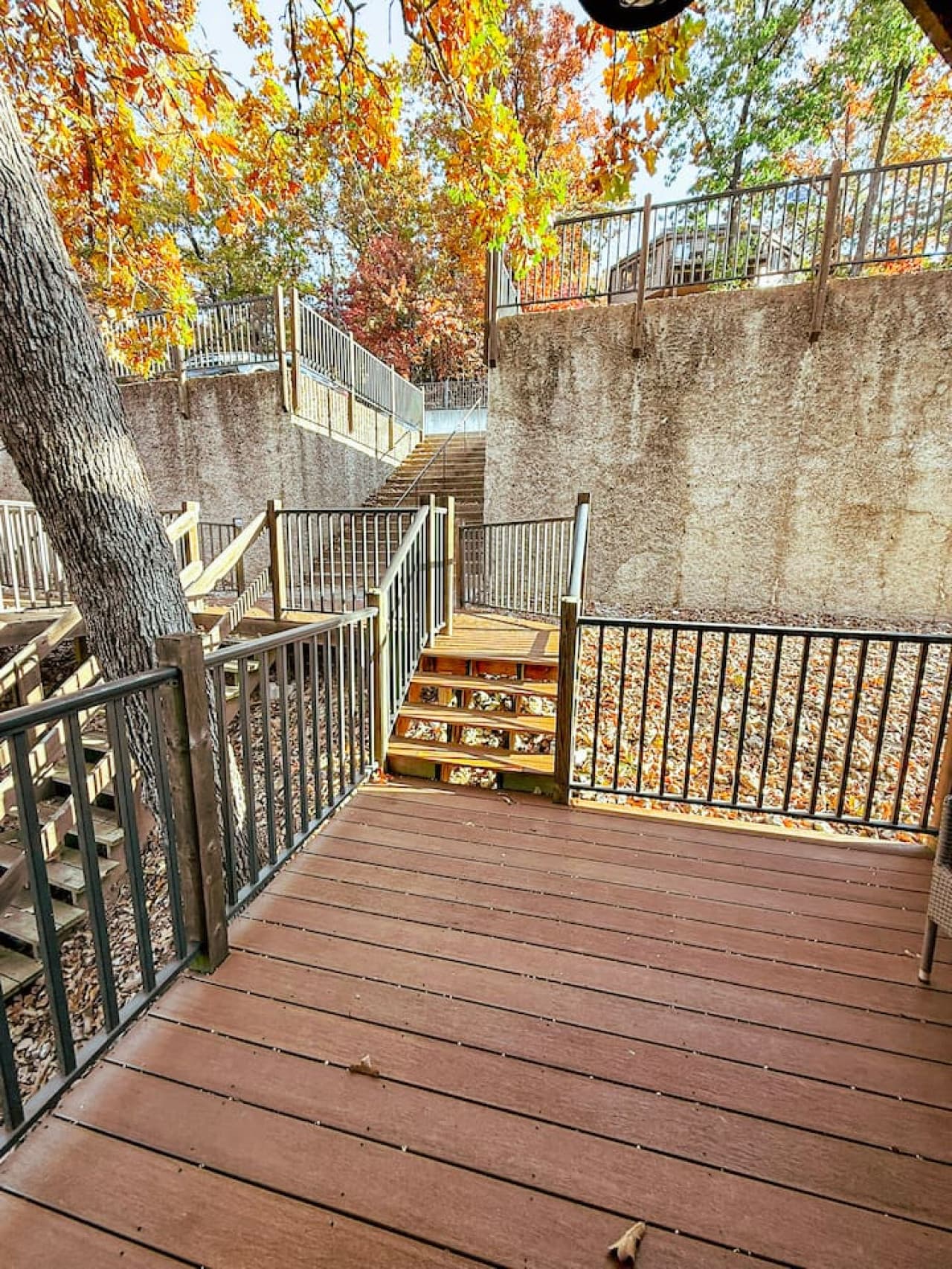 Easy access from the upper level to the lakeside deck.