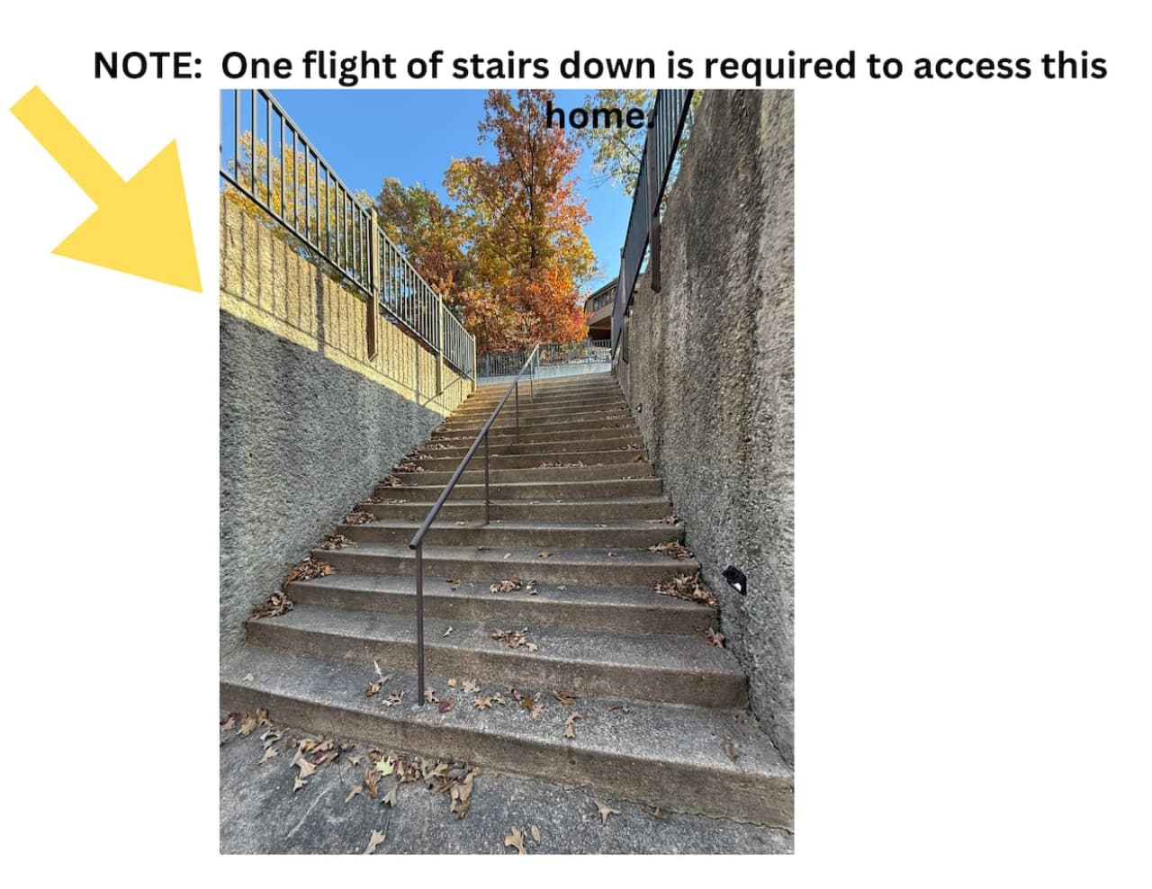 One flight of stairs required to access the home.