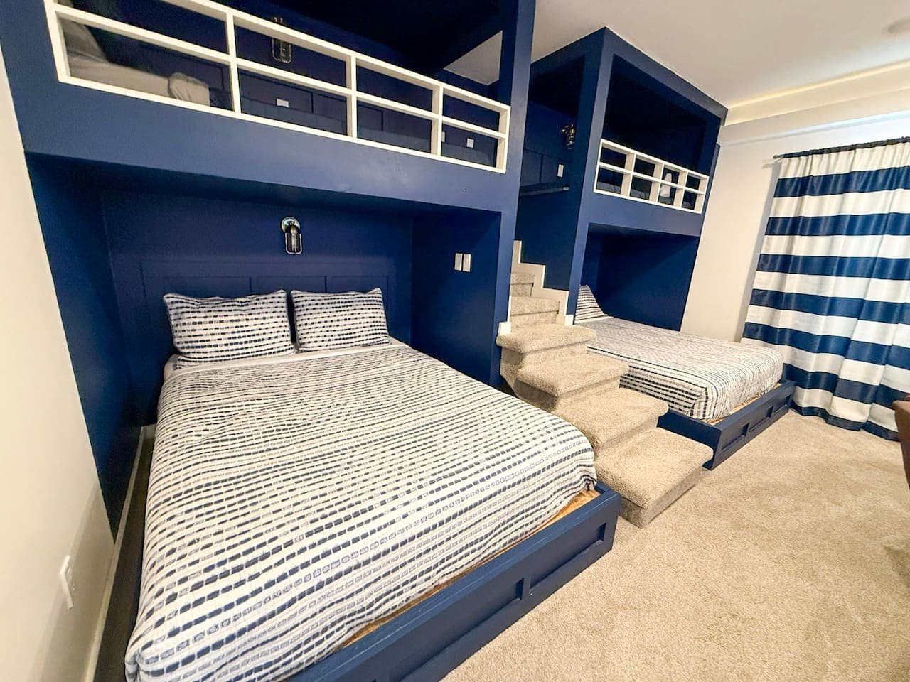 Fun bunk room with built-in beds for families.