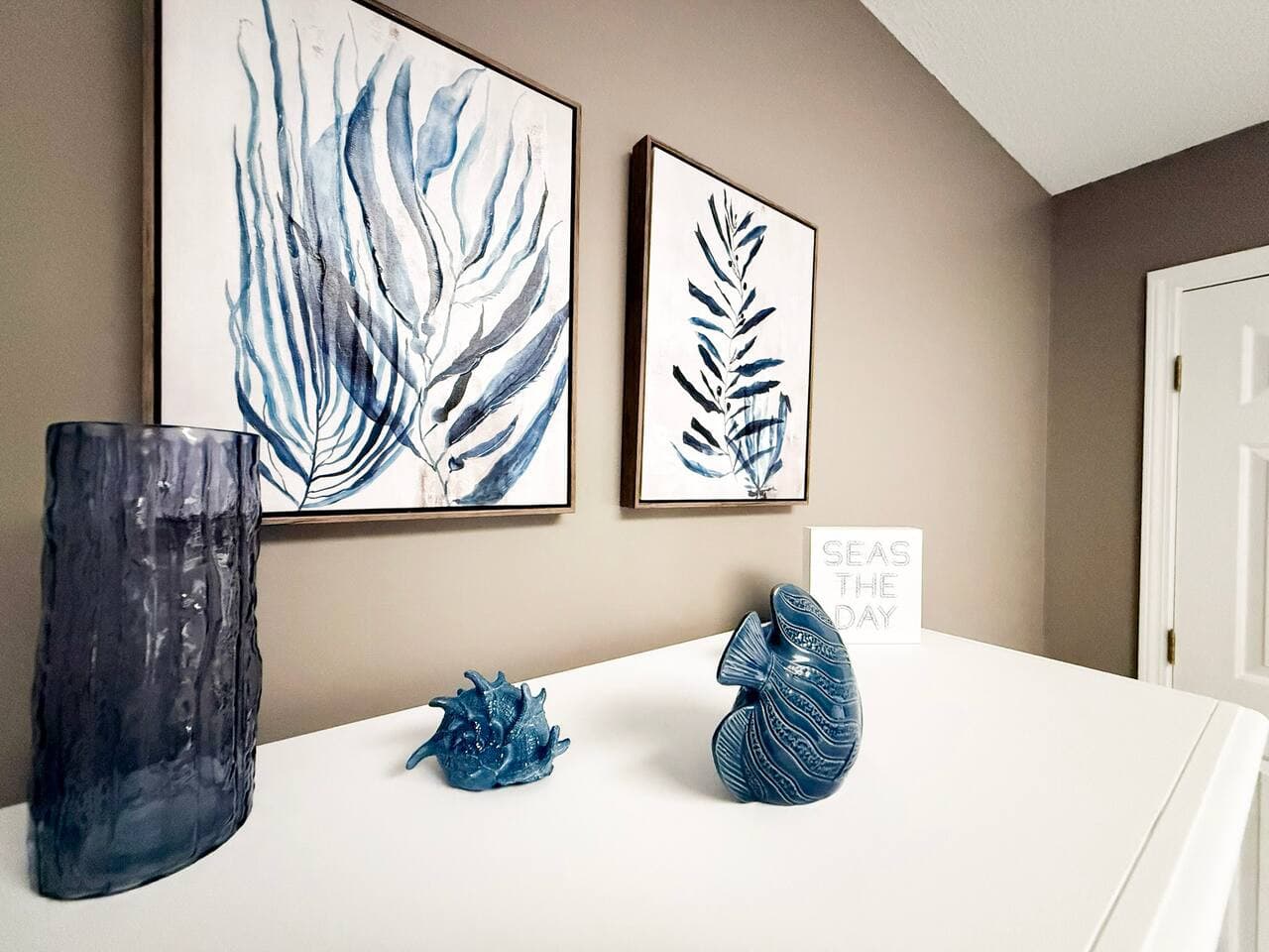 Coastal-themed decor accents for a calming touch.