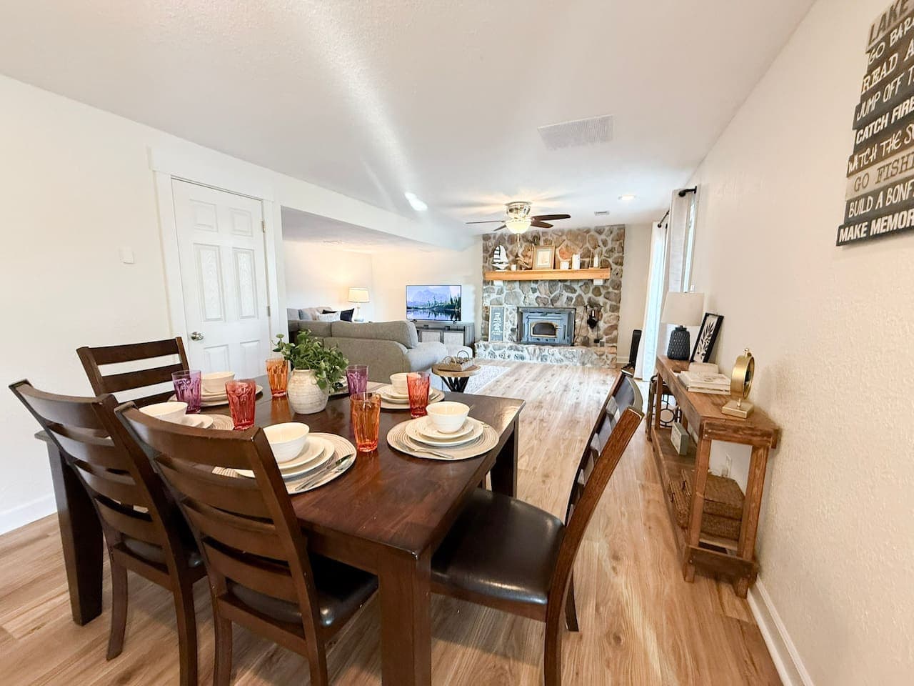 Gather and unwind in this spacious open-concept living and dining area, designed for comfort and connection.