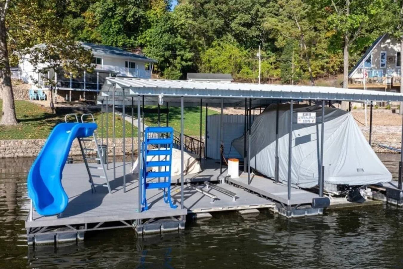 Enjoy a true lakefront stay with a private covered dock, perfect for boating, fishing, and relaxing right on the water.