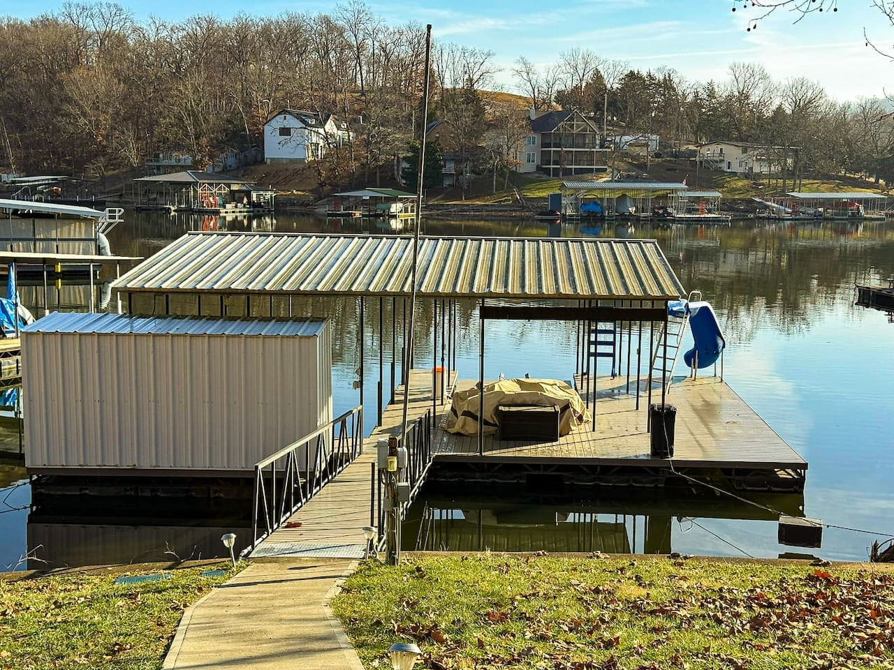 Experience a lakefront Airbnb with a private covered dock, ideal for boating, fishing, and lakeside relaxation.