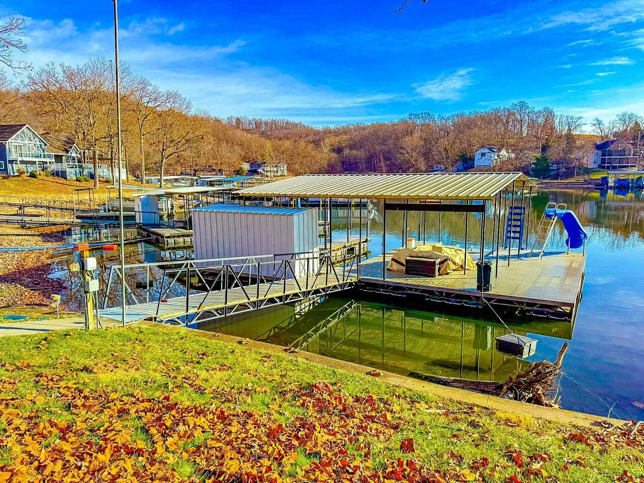 Experience the ultimate lakefront Airbnb with a private covered dock, perfect for boating, fishing, and waterfront relaxation.