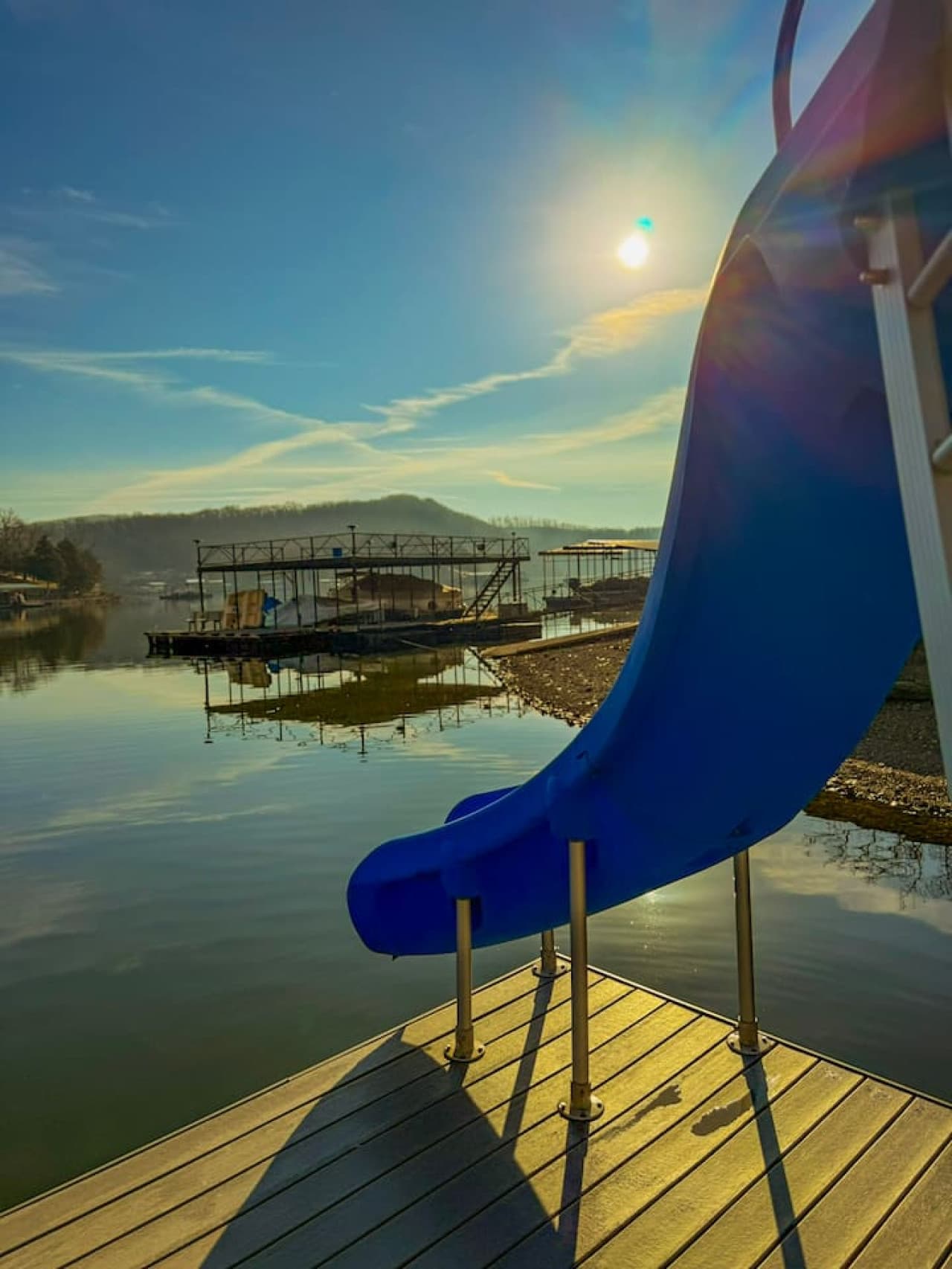 Add a splash of fun with a private dock featuring a waterslide, perfect for unforgettable lake days.