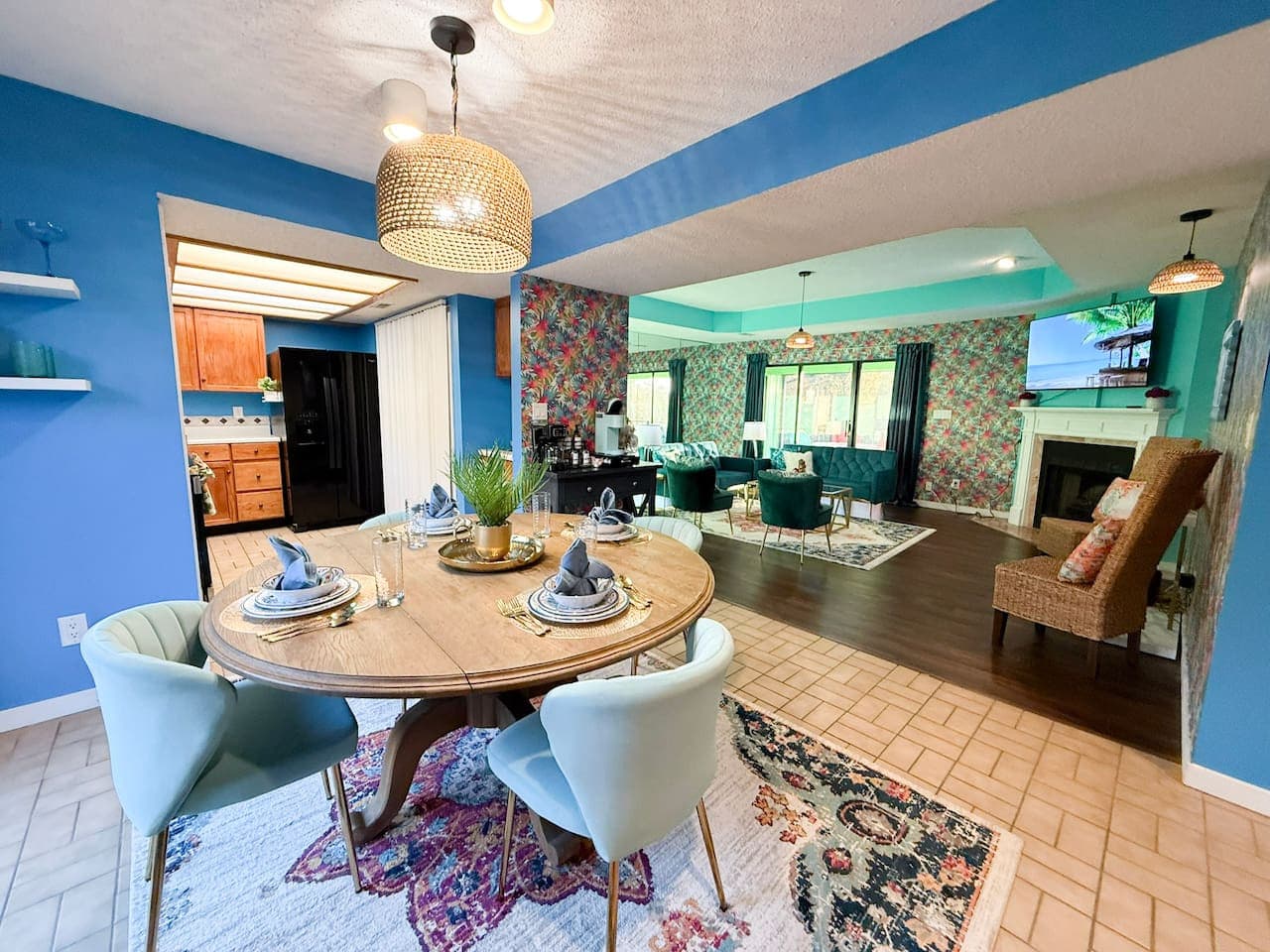 Bright and inviting dining area, perfect for meals and entertaining, flowing into the living room.