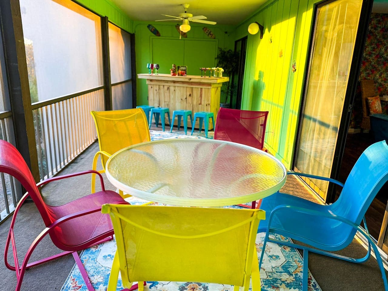 Enjoy outdoor dining and vibrant patio relaxation.