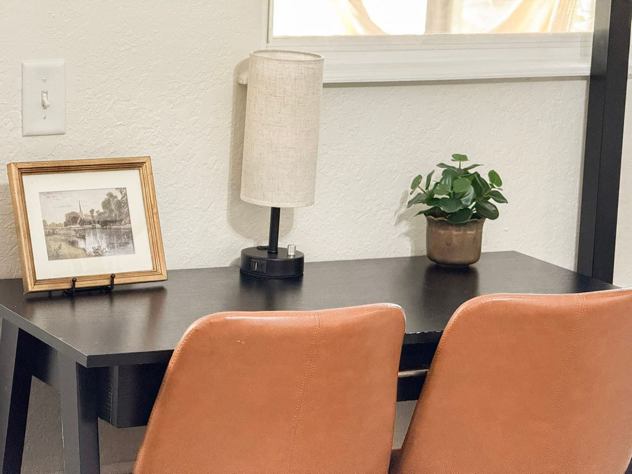 Small desk setup perfect for remote work.