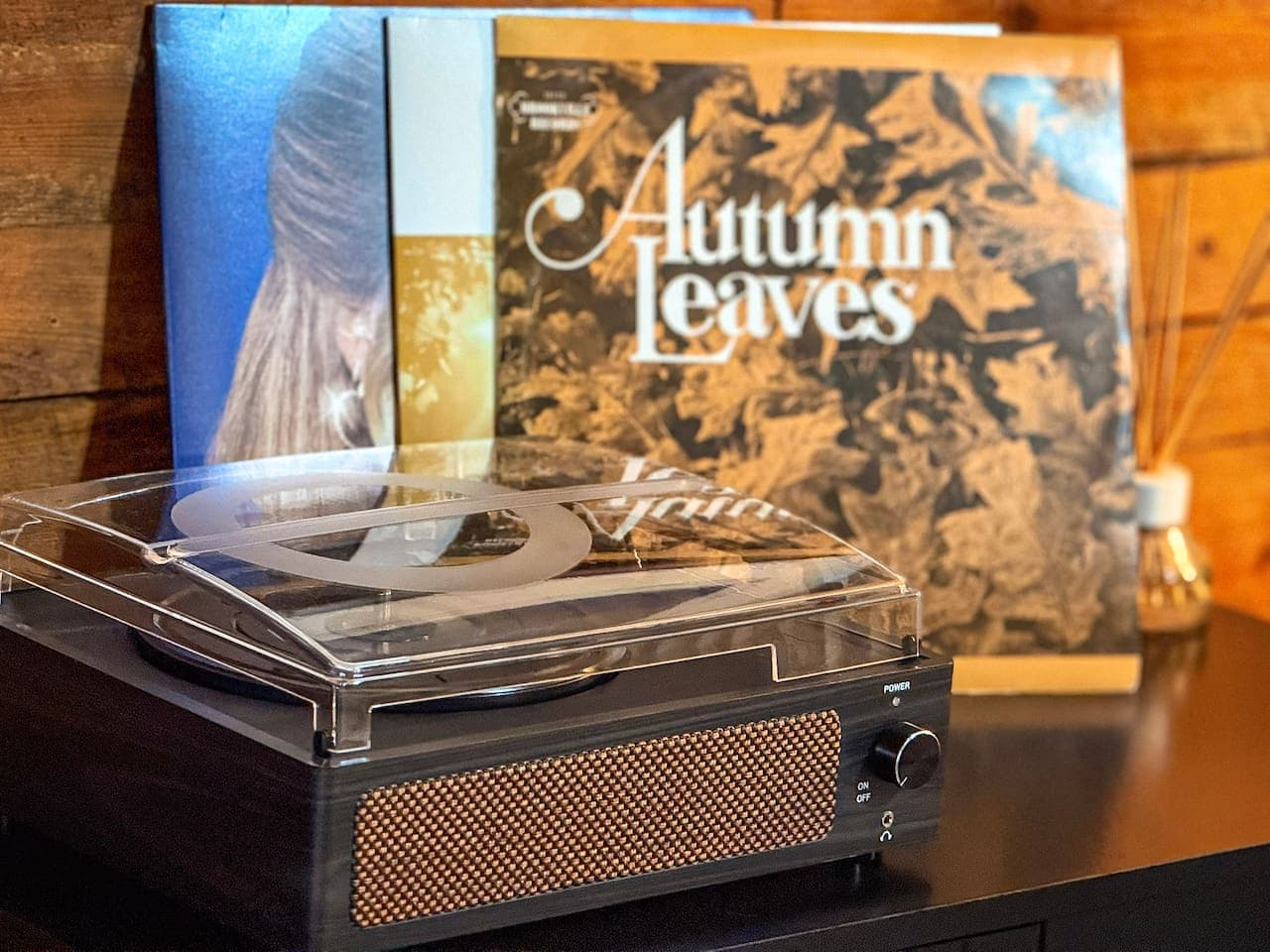 Relax with music on the record player.