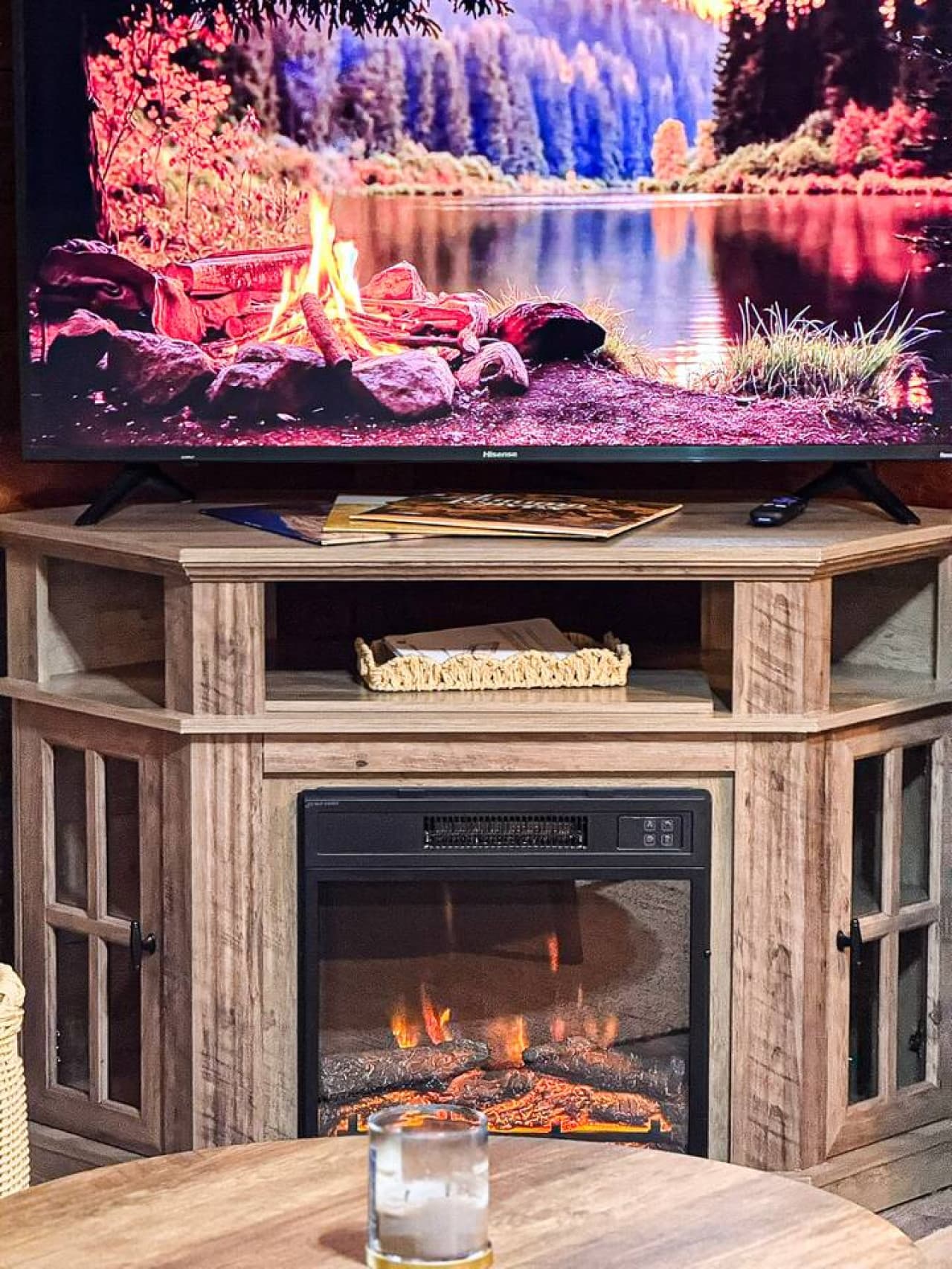 Relax with warmth and entertainment.