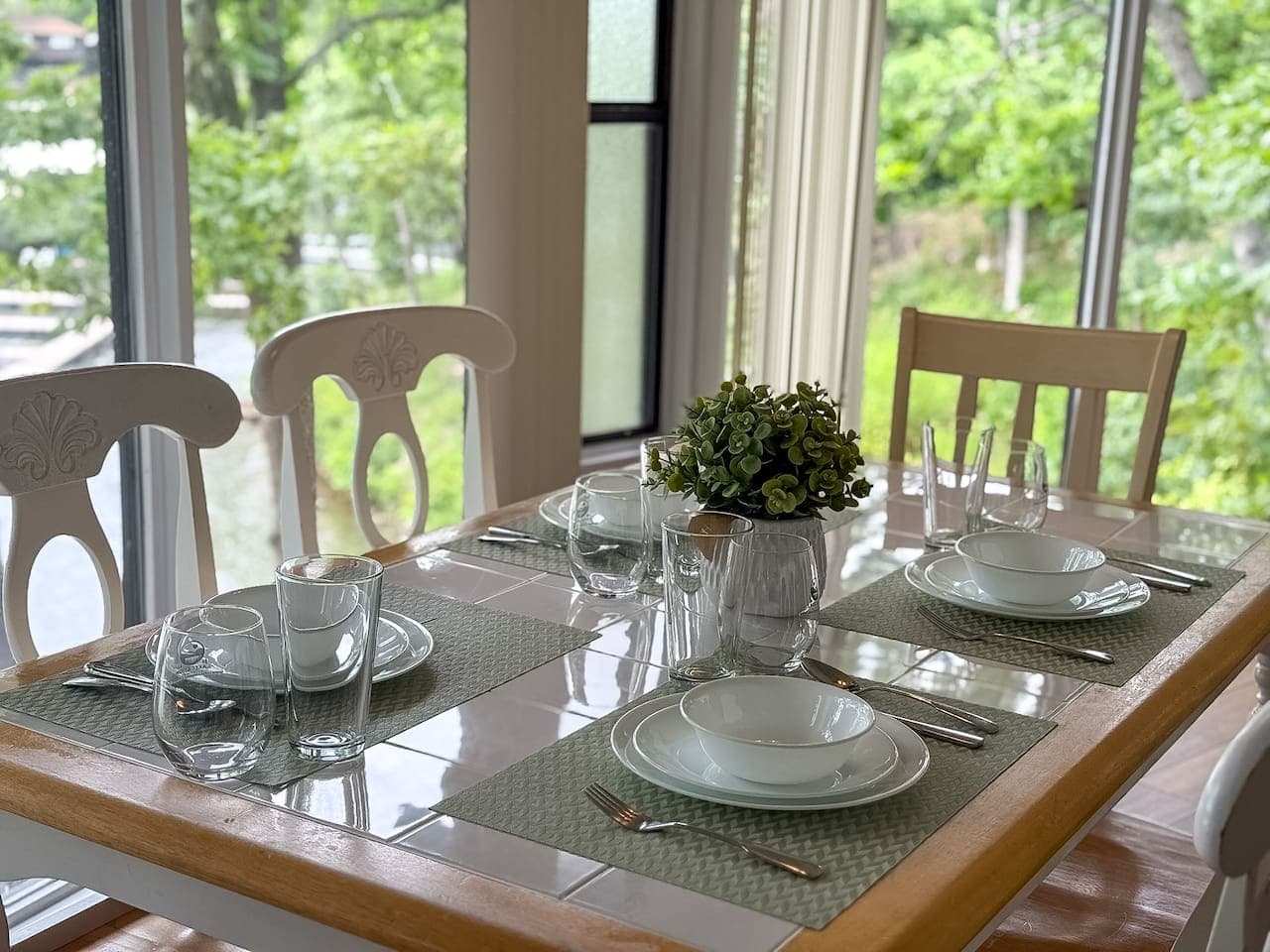 Soak in the natural light and peaceful ambiance of our dining space, perfectly set for memorable meals with a view.