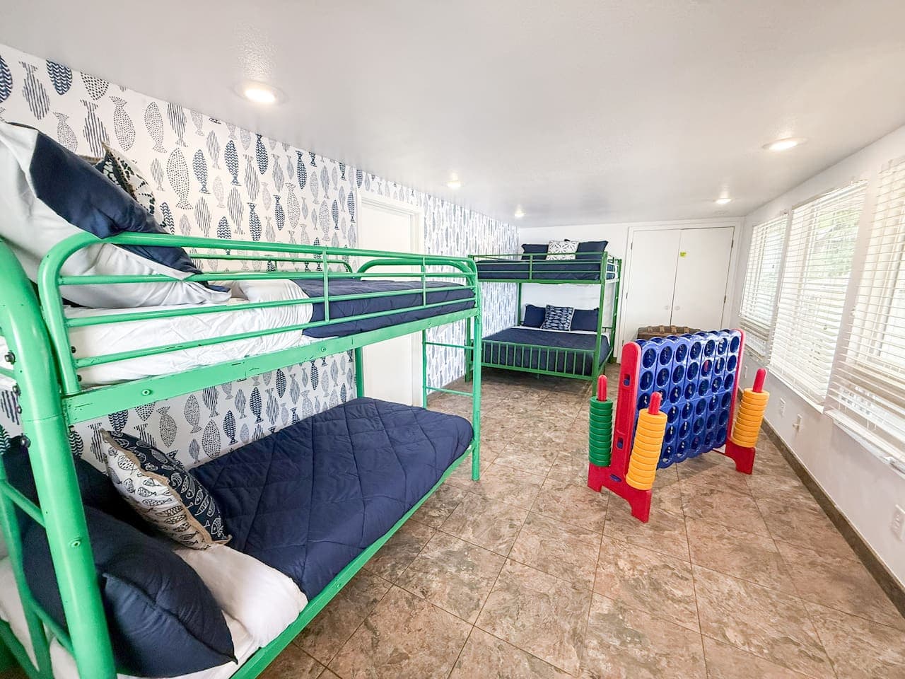 Bedroom 3 is a lake facing bunk room for the kids and the young at heart. Includes: 1 Queen-over-Queen bunk bed and a twin-over-twin bunk bed.