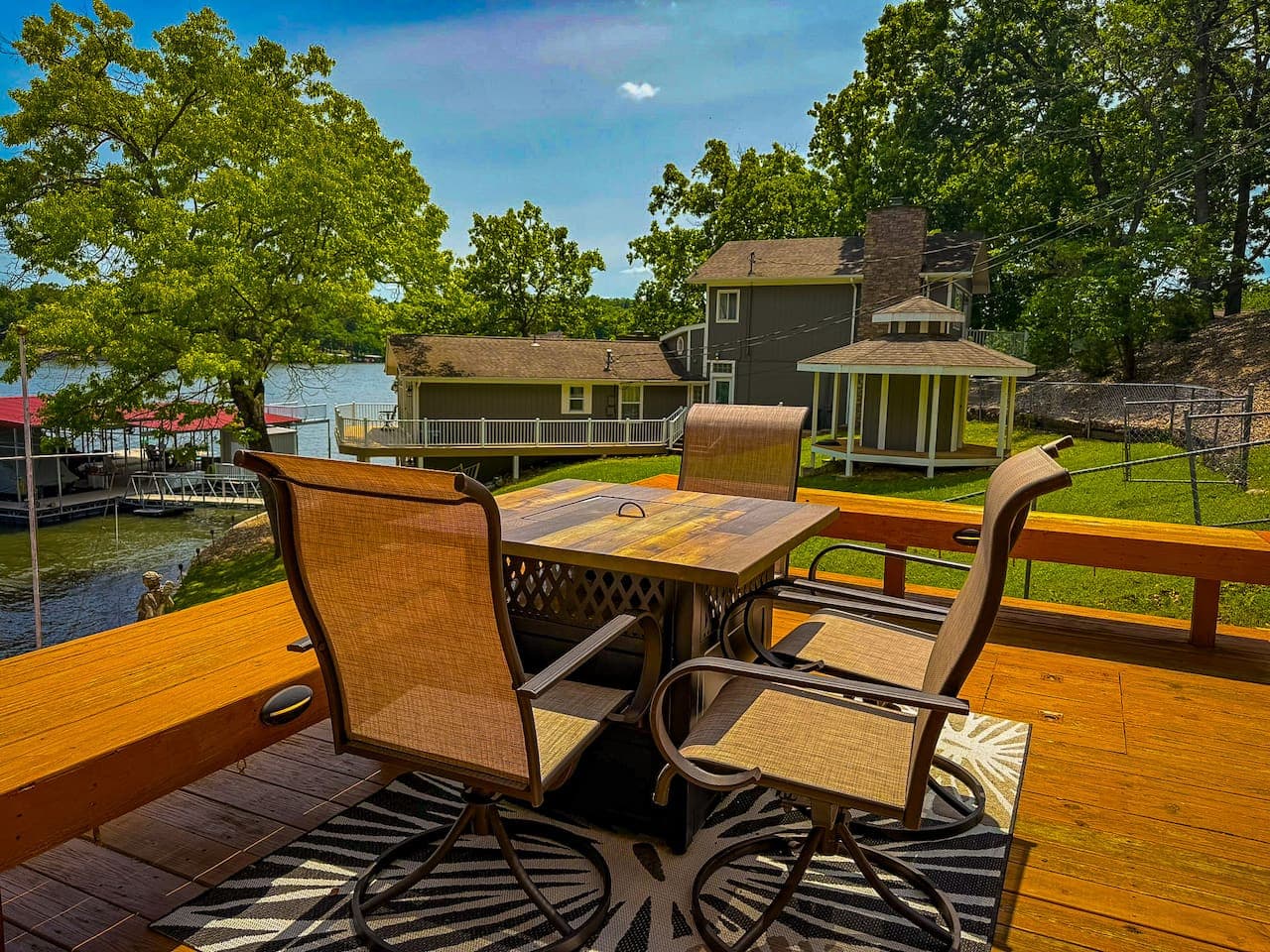 Absolutely breathtaking—this deck offers a fire pit, that makes you want to pause, soak it all in, and never leave.
