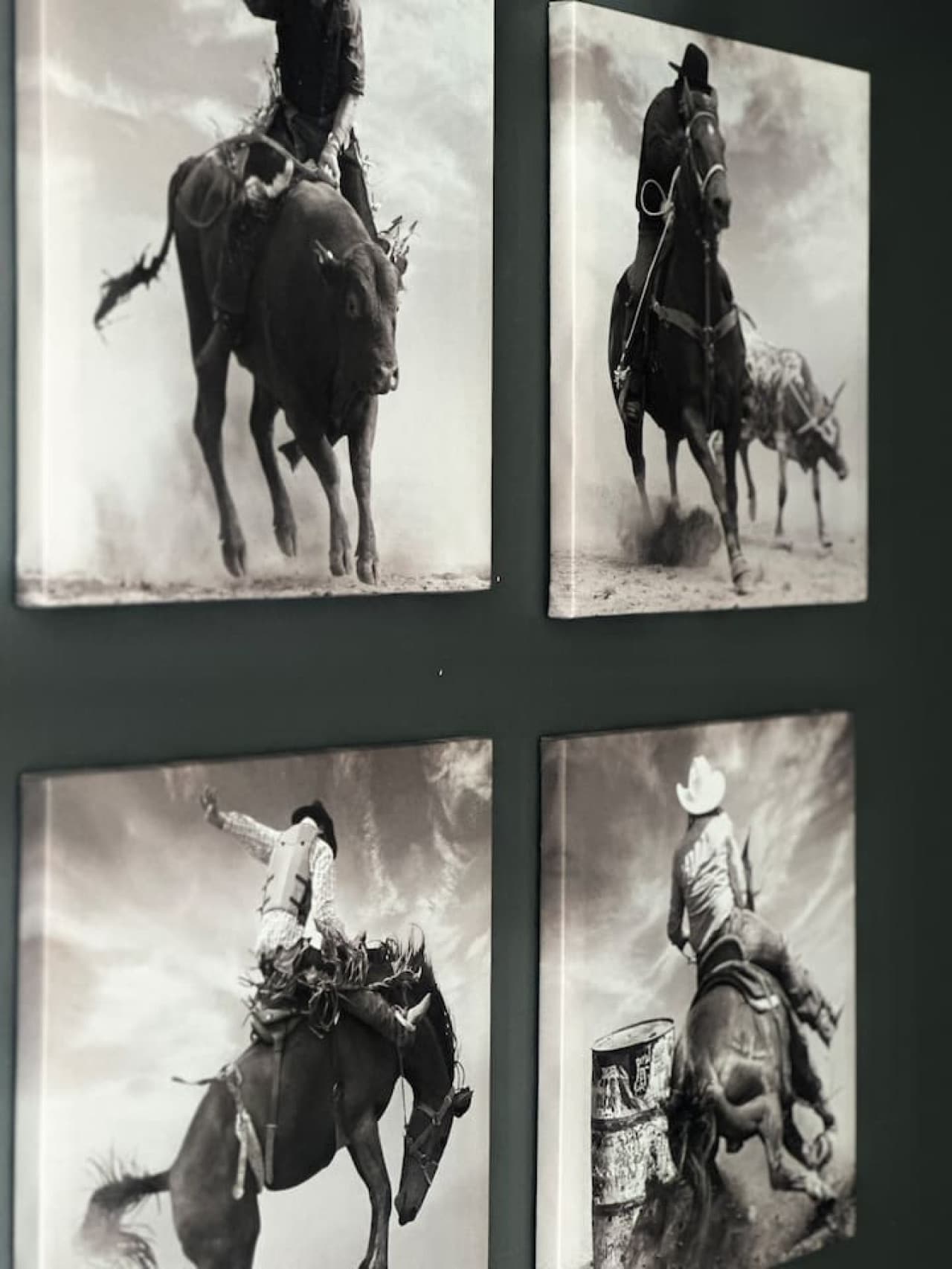 A curated wall set captures classic rodeo moments in bold detail.