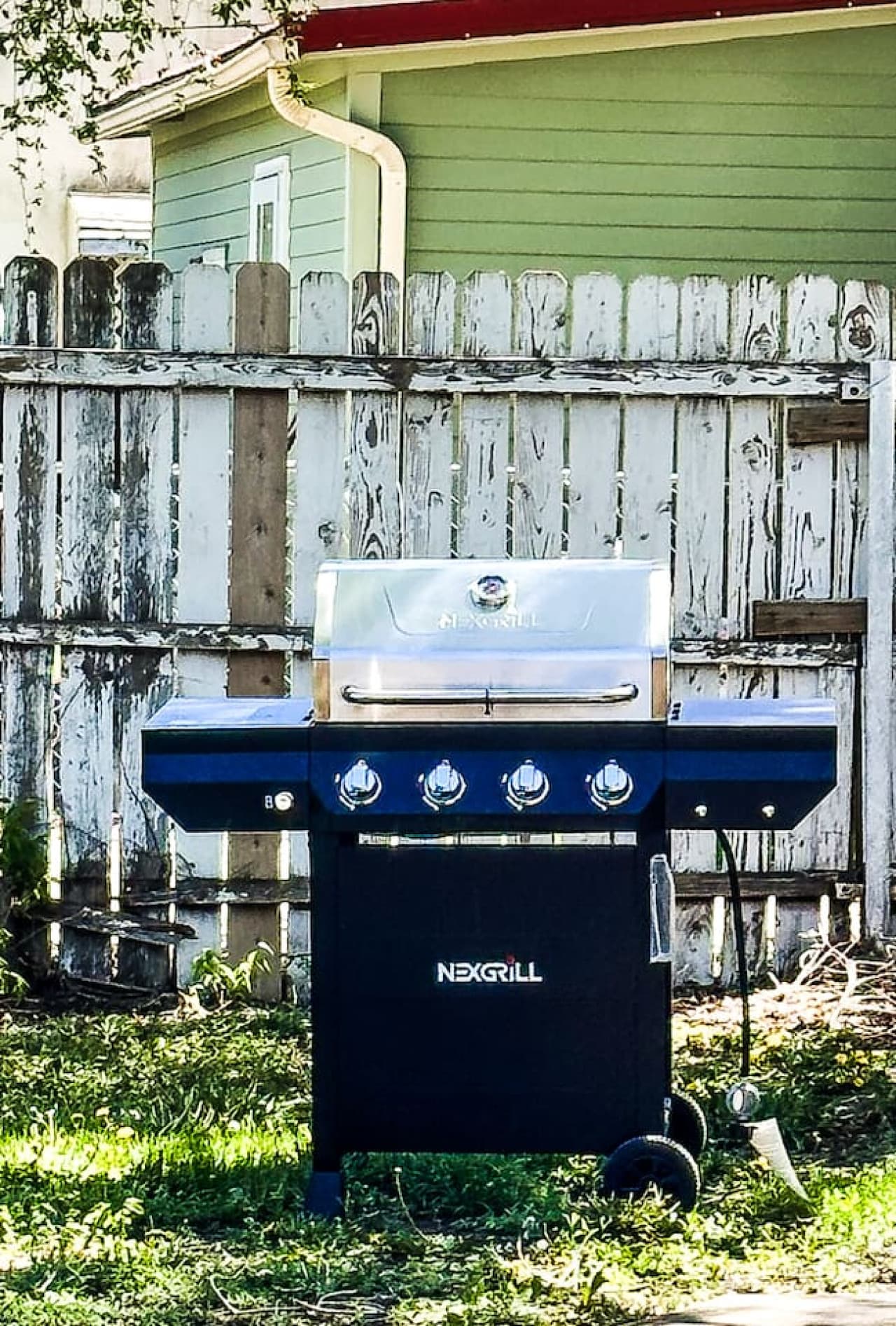 Community grill in backyard.