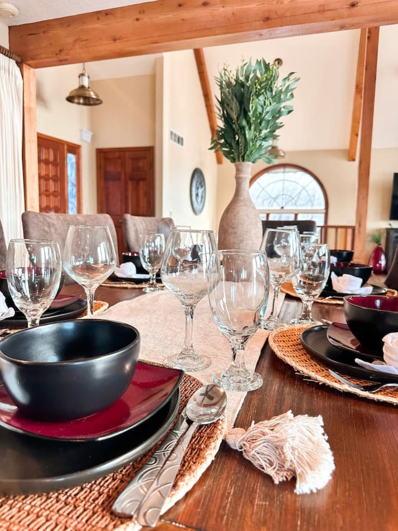 Experience a touch of elegance with a dining table set for memorable meals and gatherings.