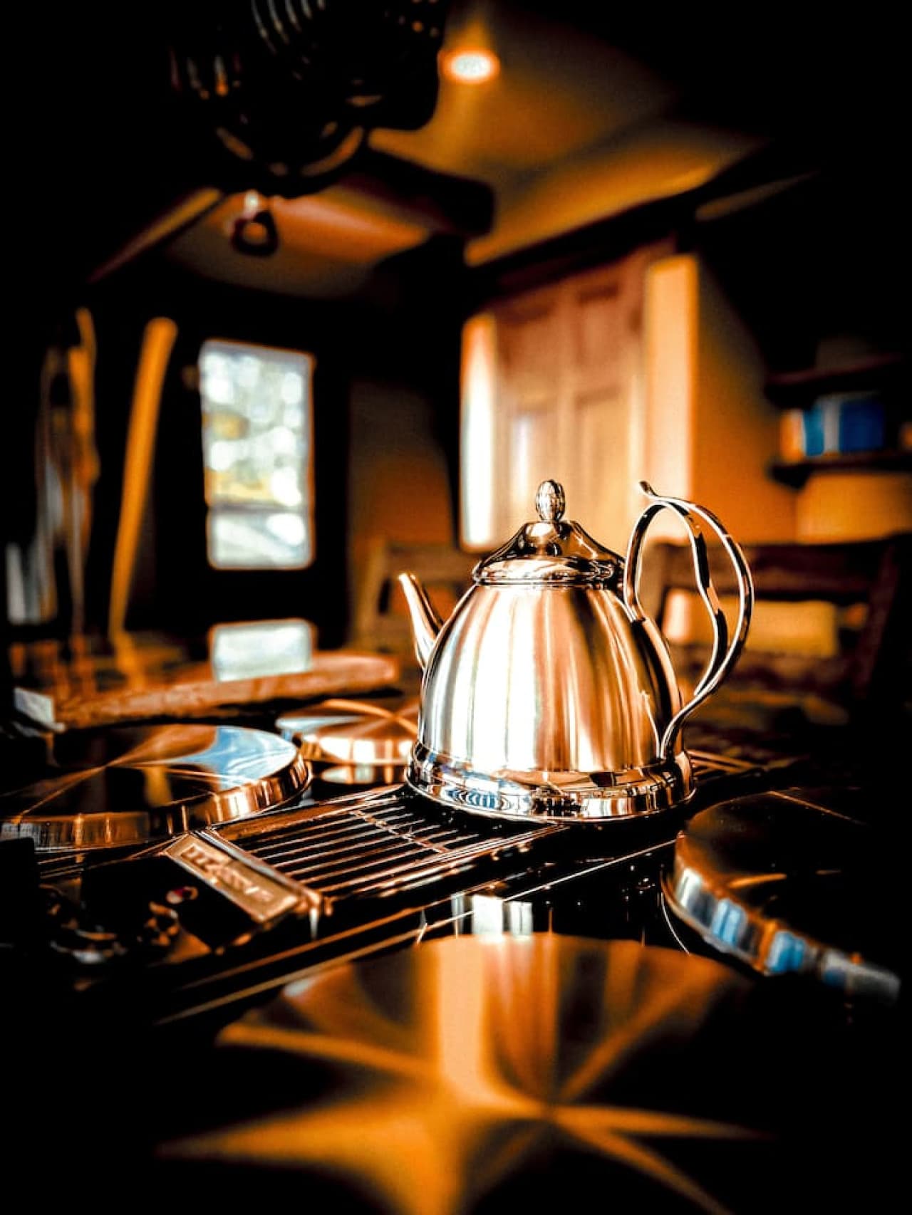 For tea enthusiasts, our stylish kettle is ready to prepare your favorite warm beverages.