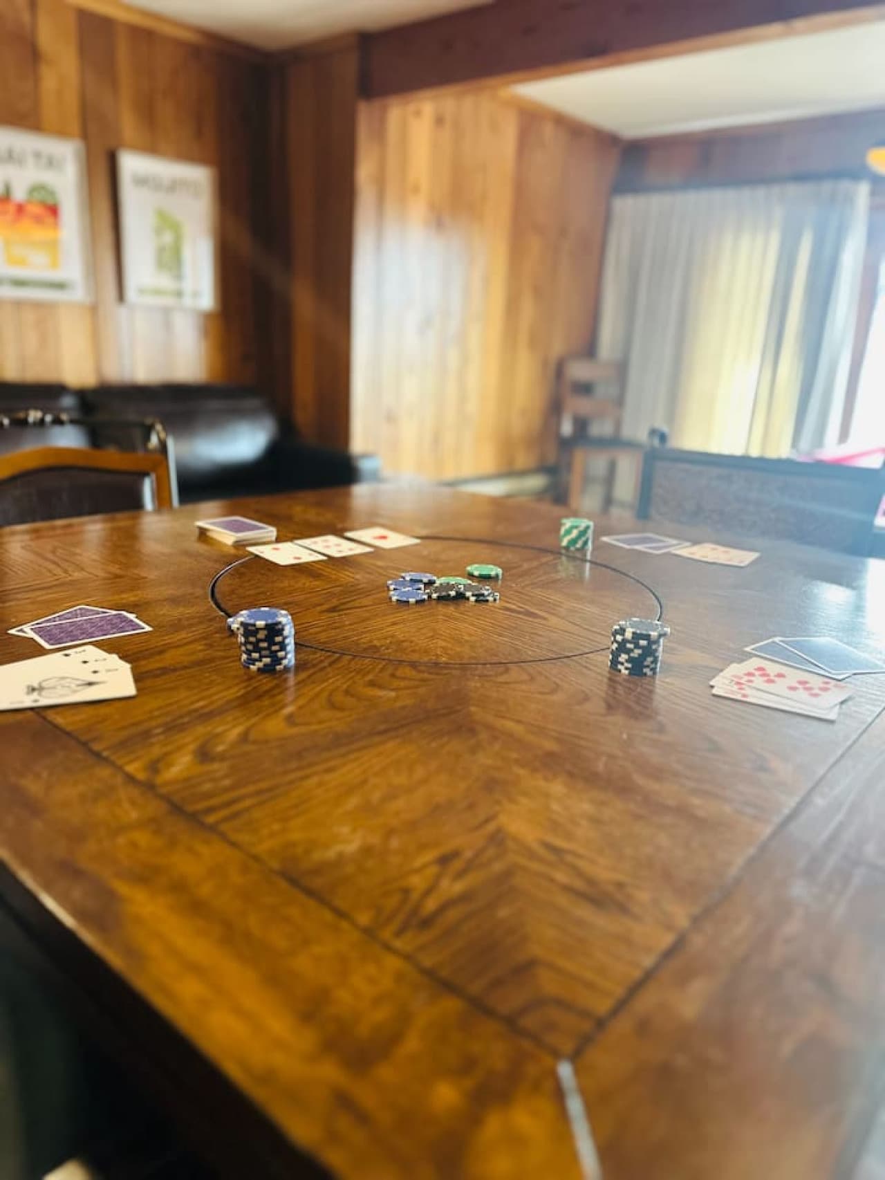 A dedicated card table for poker nights and family-friendly games.