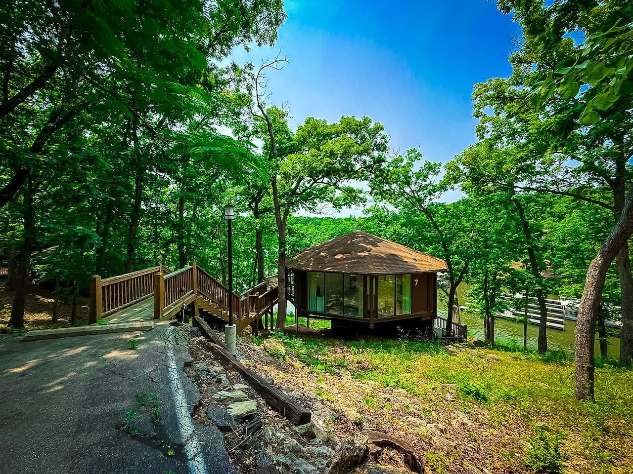 Stay in the trees, steps from the lake—Whispering Pines at Treetop.