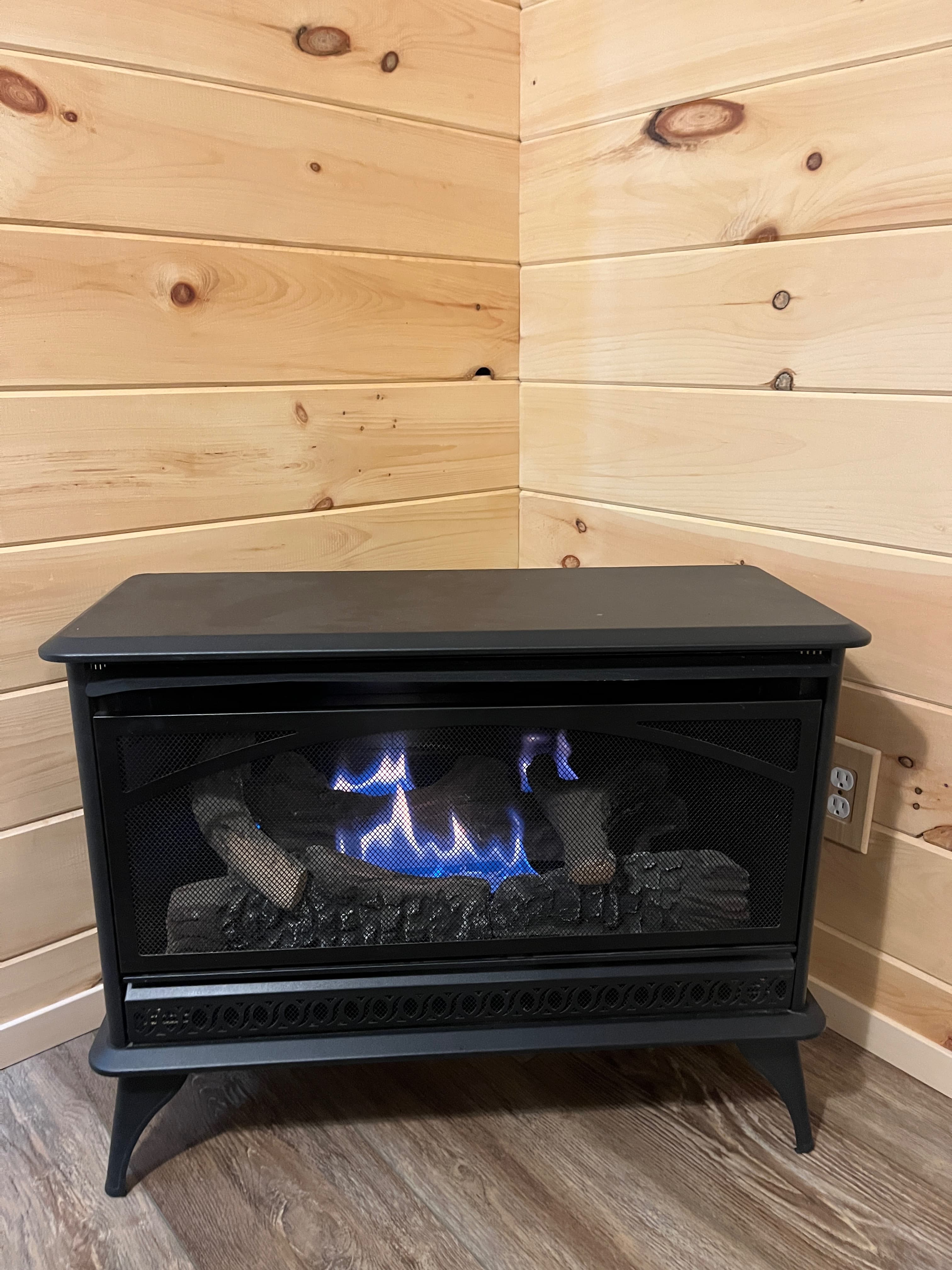 Gas Fireplace in Kitchen