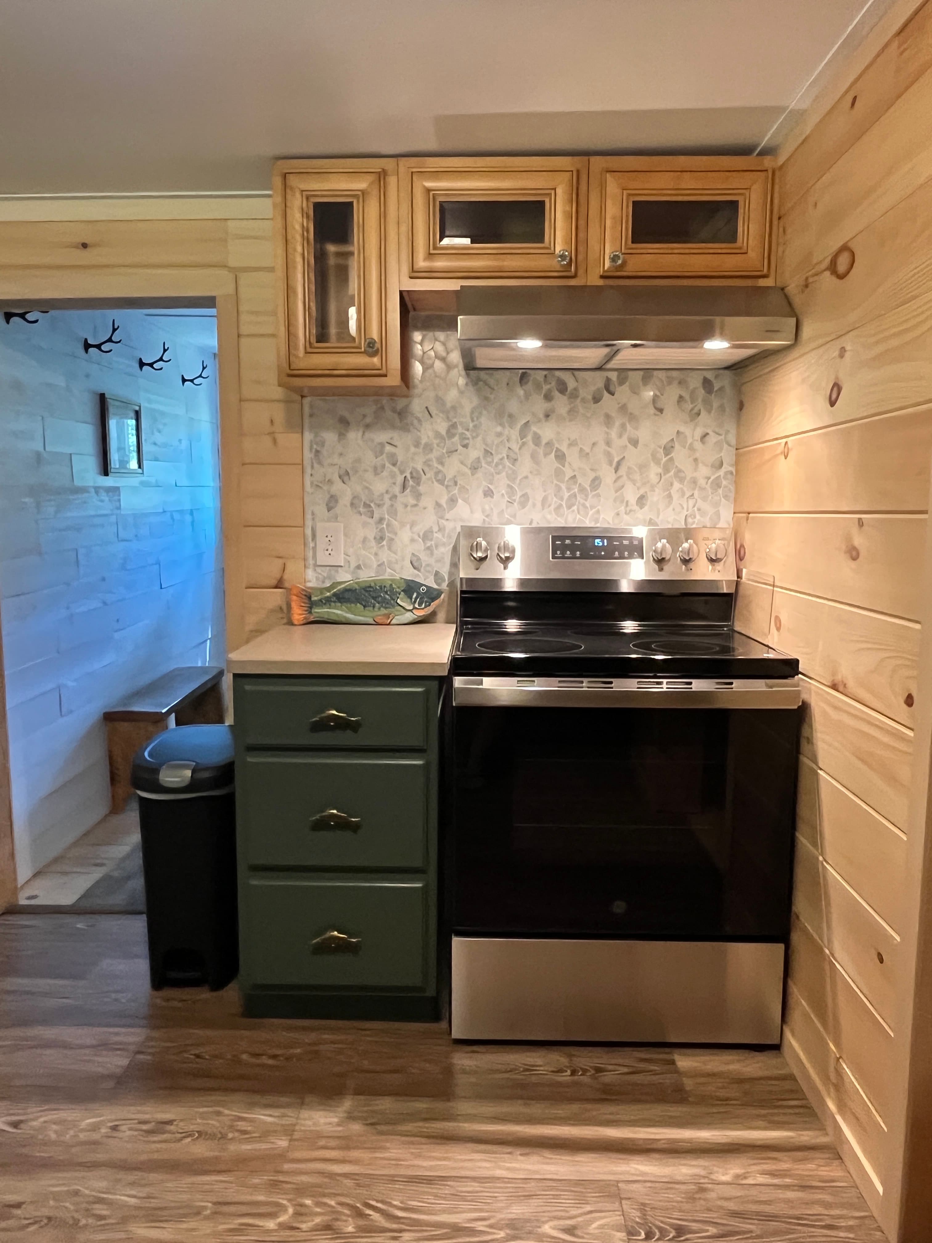 Make meals in our brand new stove. You can't get that in a campground! 