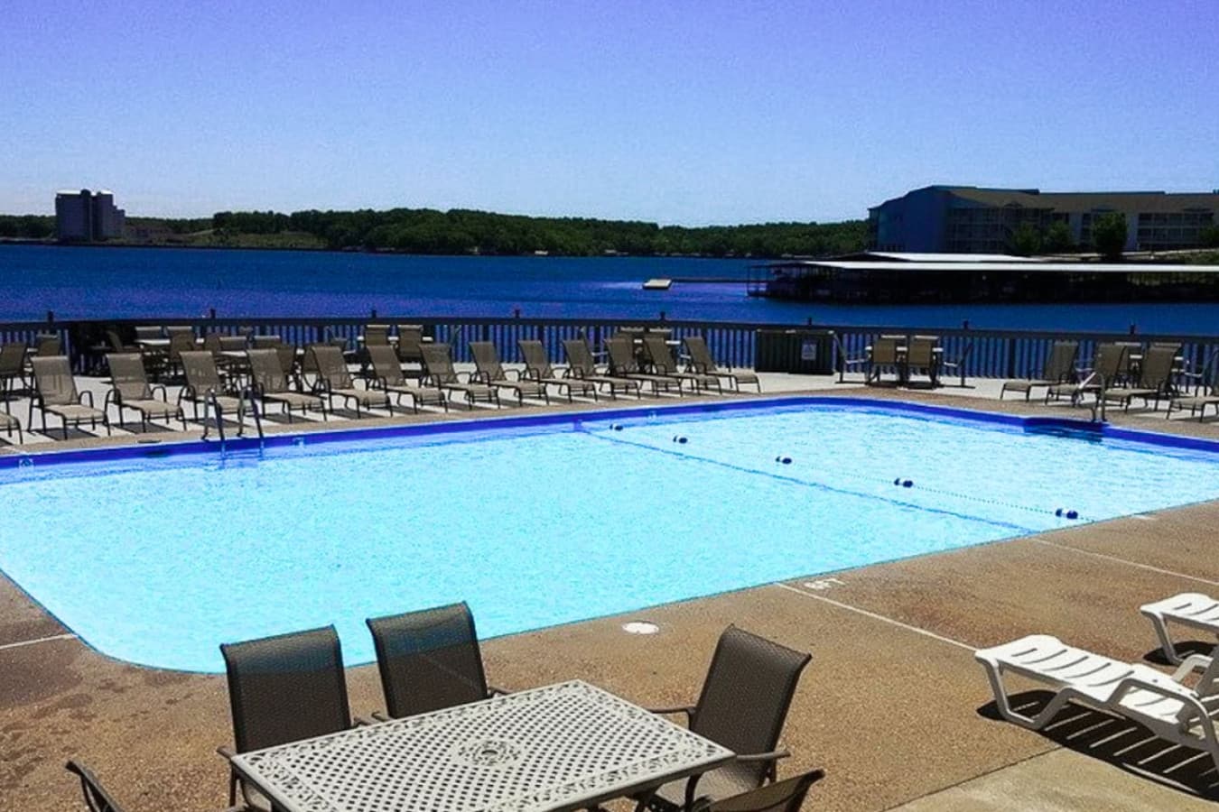 Cool off and enjoy lakefront relaxation with a swim in the sparkling pool overlooking the water.