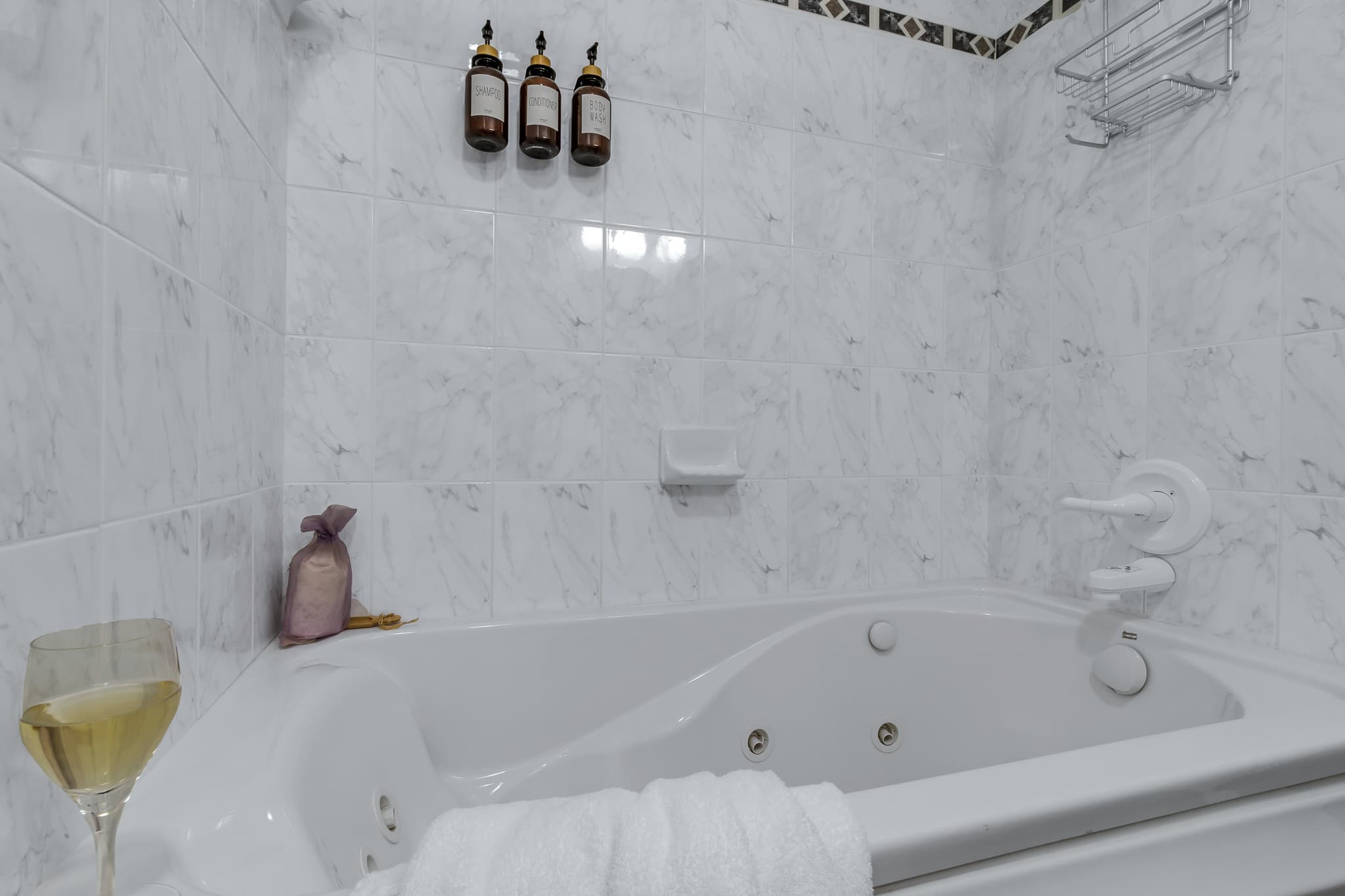 Enjoying a soak in the jetted tub.