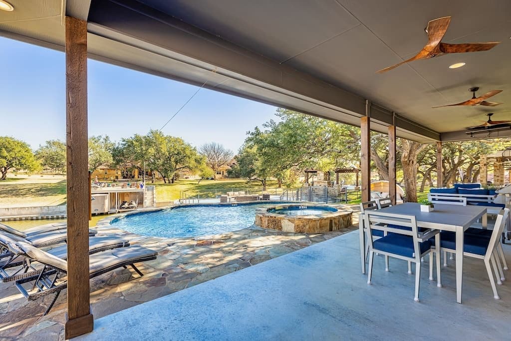 Covered patio and pool