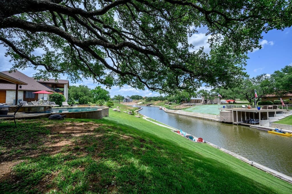 view of canal from backyard