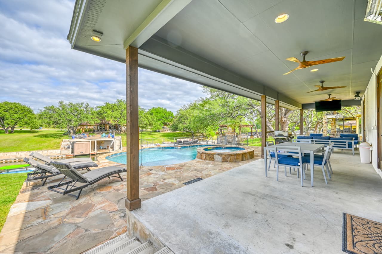 Dining table on covered patio