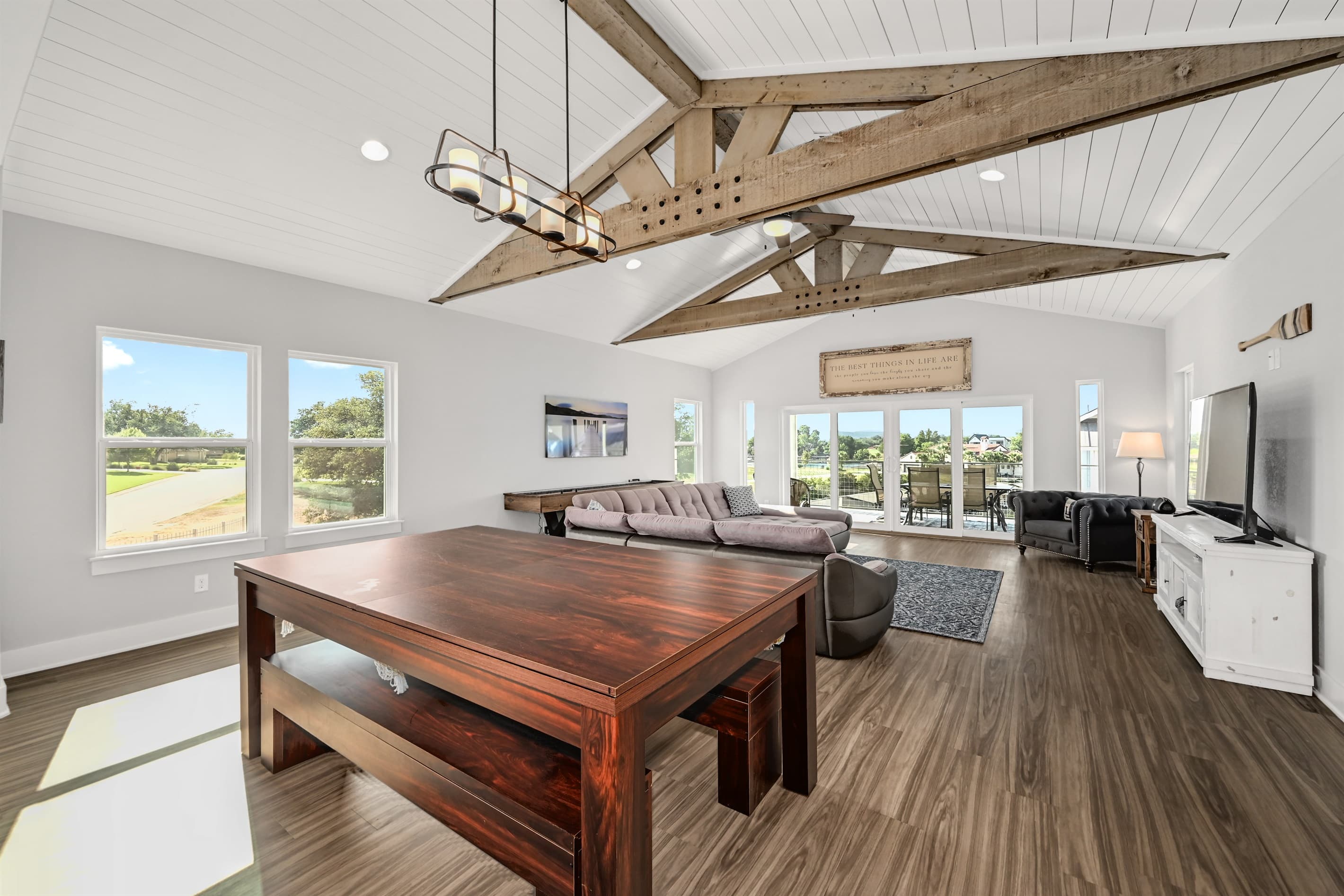 Dining table converts to pool table