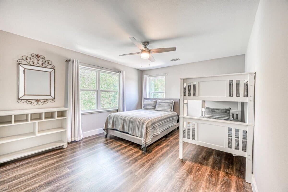 Just Chillin' - Bedroom 2 with Queen bed, and twin bunk beds