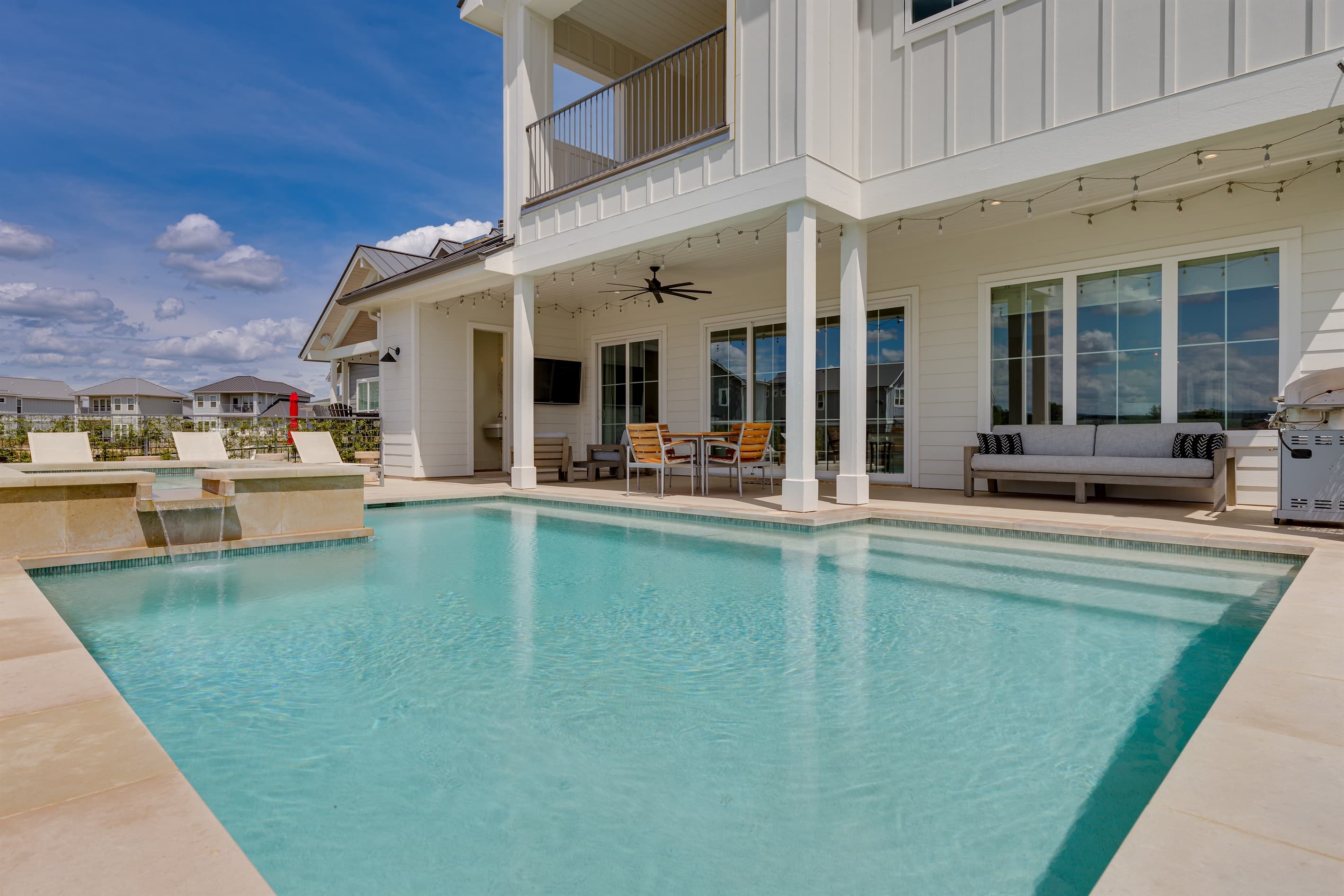 Large pool and hot tub