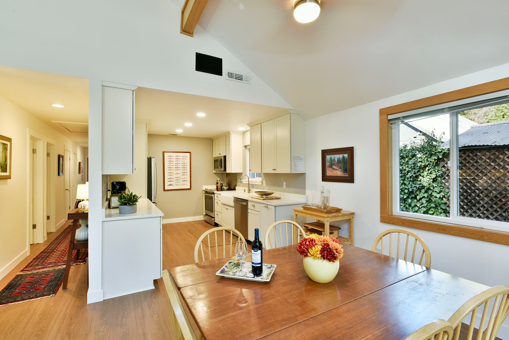 Dining into the kitchen